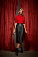 Marisse Faux Leather Midi Skirt