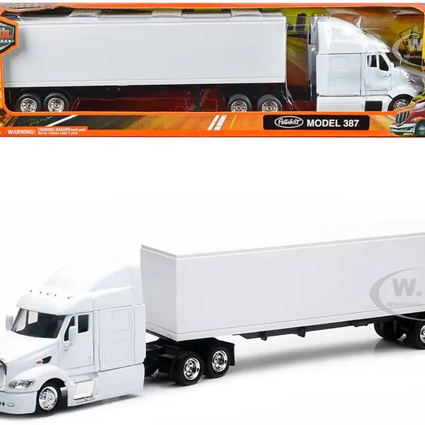 Peterbilt 387 Truck with Dry Goods Trailer White "Long Haul Trucker" Series 1/43 Diecast Model by New Ray