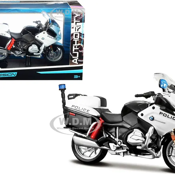 BMW R1200RT "U.S. Police" White "Authority Police Motorcycles" Series with Plastic Display Stand 1/18 Diecast Motorcycle Model by Maisto