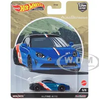 Alpine A110 Blue Metallic and Black with Graphics "Auto Strasse" Series Diecast Model Car by Hot Wheels