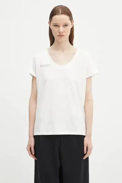 Bavlněné tričko Pangaia Lightweight Scoop Neck T-Shirt dámské, bílá barva, 10002565