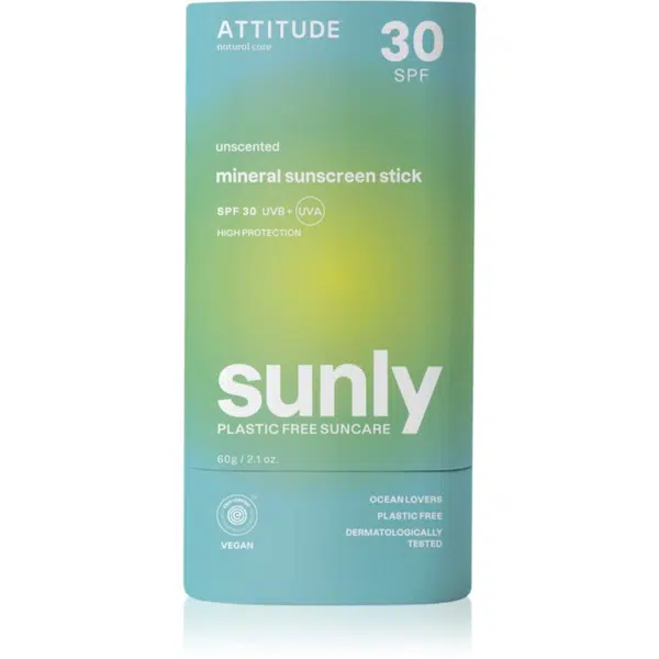 Attitude Sunly Unscented minerální krém na opalování v tyčince SPF 30 60 g