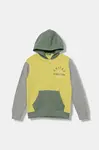 Dětská bavlněná mikina United Colors of Benetton žlutá barva, s kapucí, vzorovaná, 3J68C505C