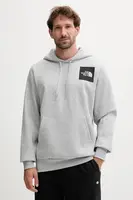 Mikina The North Face Fine pánská, šedá barva, s kapucí, s potiskem, NF0A89EUDYX1