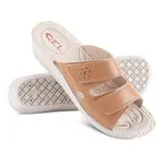 Dámské pantofle na klínku koňakové