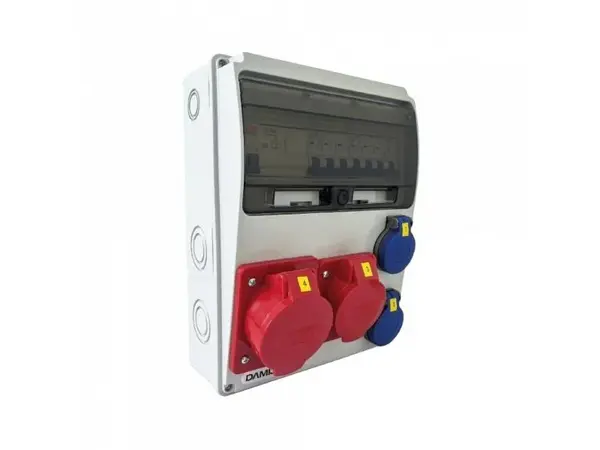 Zásuvková skříň 11M 16A 5p, 32A 5p, 2x230V - 11 modulů s jističi a chráničem - 6kA