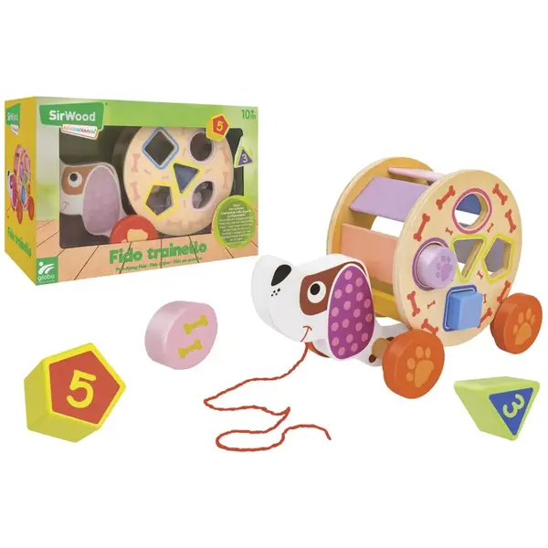 Drevená vkladačka pes na ťahanie Fido Trainello-SIRWOOD