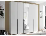 Šatníková skriňa so zrkadlom Kevo, 225 cm, biela%