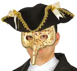 Benátska škraboška zlatá s dlhým nosom