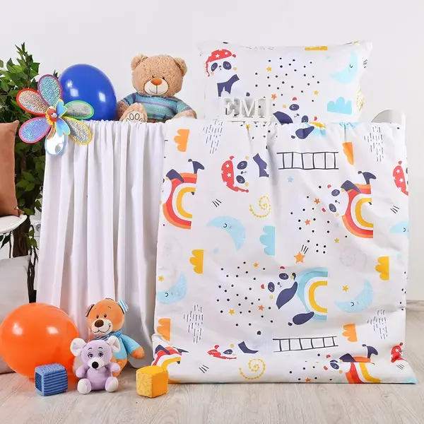Obliečky detské Pandy biele EMI Detský set 90x130 + 45x65