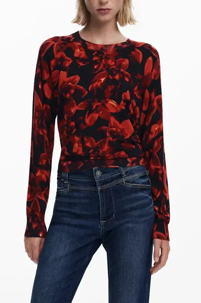 Dámsky čierny vzorovaný sveter Desigual