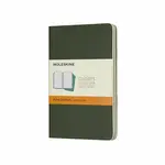 Sešity Moleskine Cahier S, linkovaný, 3 ks, tmavě zelené