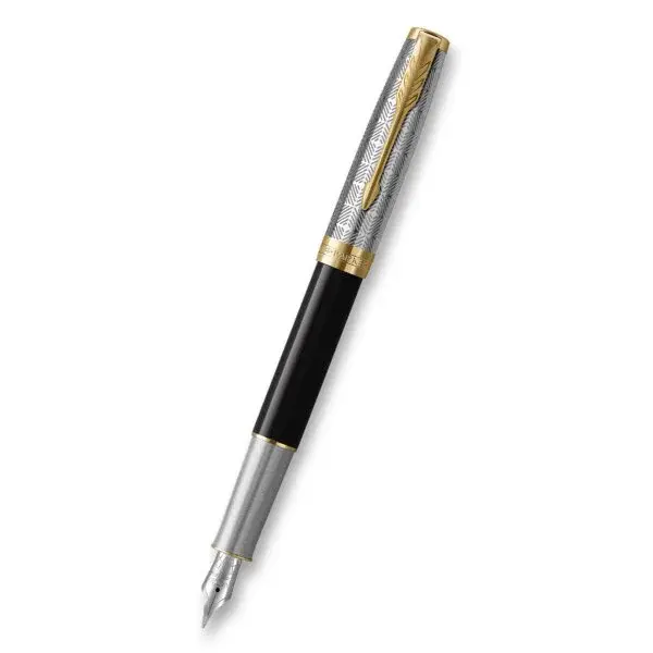Plnicí pero Parker Sonnet Premium Metal Black GT, 18K - hrot F