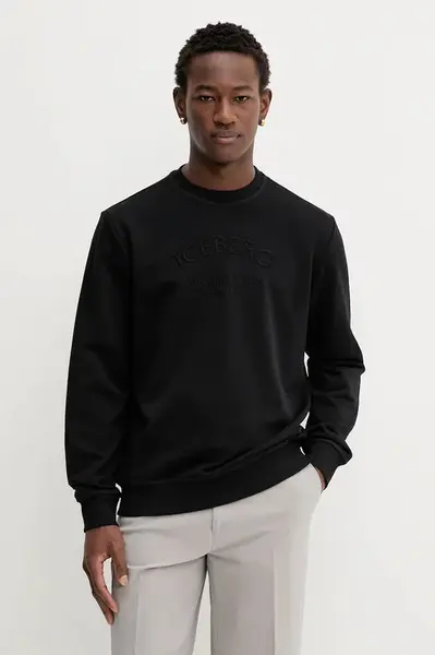 Mikina Iceberg pánská, černá barva, s aplikací, E030 6317