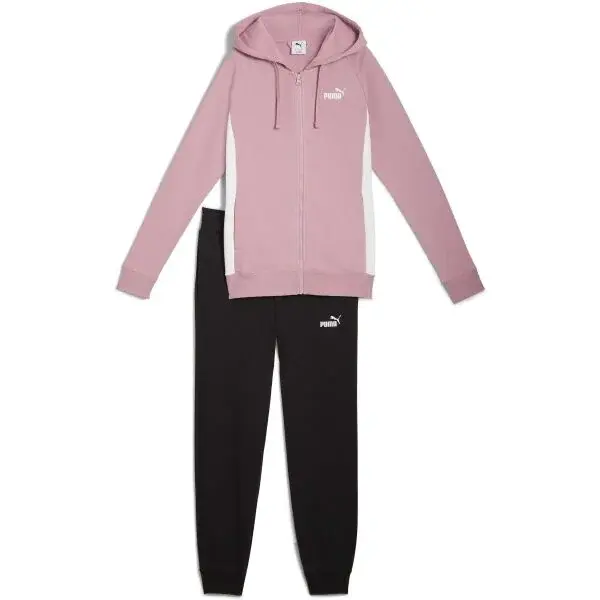 Puma FULL-ZIP HOODED SWEAT SUIT FL Dámska tepláková súprava, ružová, veľkosť