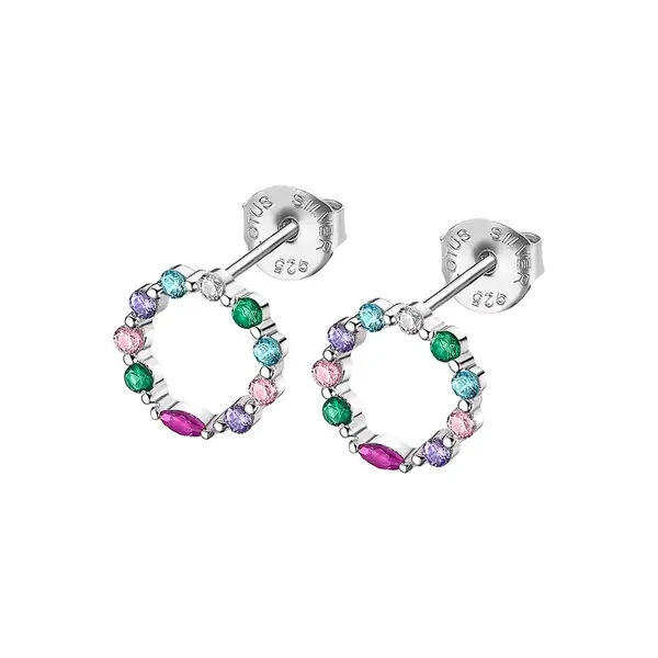 Lotus Silver Strieborné náušnice pre ženy trblietavý krúžok LP3246-4 / 1