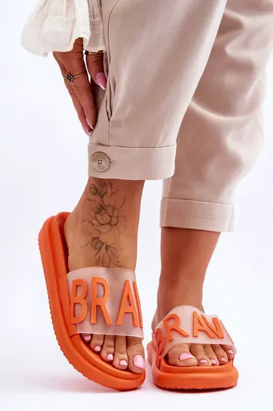 VINCEZA Dámske papuče oranžovej platformy
