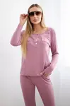 Set with a neckline with press studs in dark pink color
