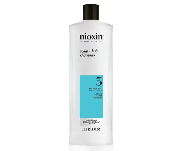 Šampon pro mírně řídnoucí barvené vlasy Nioxin System 3 Scalp + Hair Shampoo - 1000 ml (99350179989) + dárek zdarma