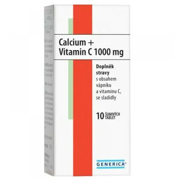 GENERICA Calcium + vitamín C 1000 mg 10 tabliet