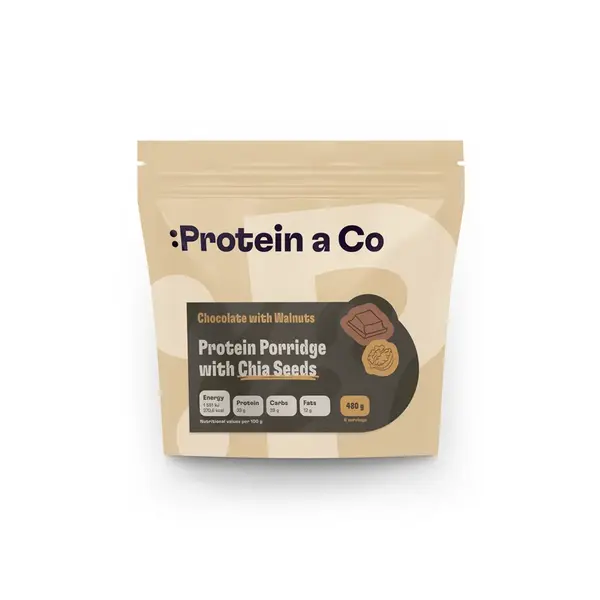 Protein&Co Proteinová kaše s chia 480 g Čokoláda, vlaš. ořech