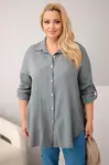 Kesi Włoski Bavlněná mušelínová košile Plus Size tmavě šedá