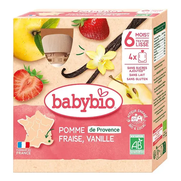 Babybio Jablko, jahoda a vanilka kapsička 4x90 g