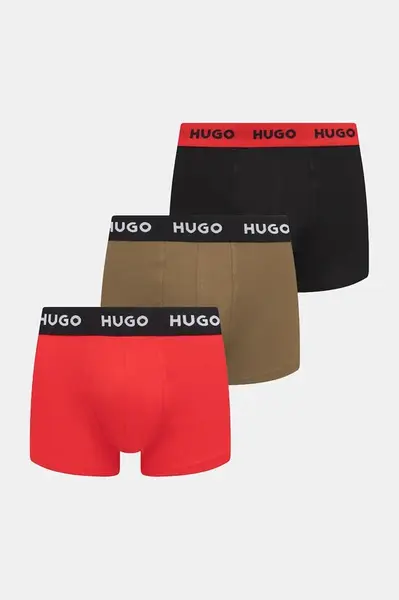 HUGO boxerky pánské bavlněné s elastanem TRUNK TRIPLET PACK 3-pack