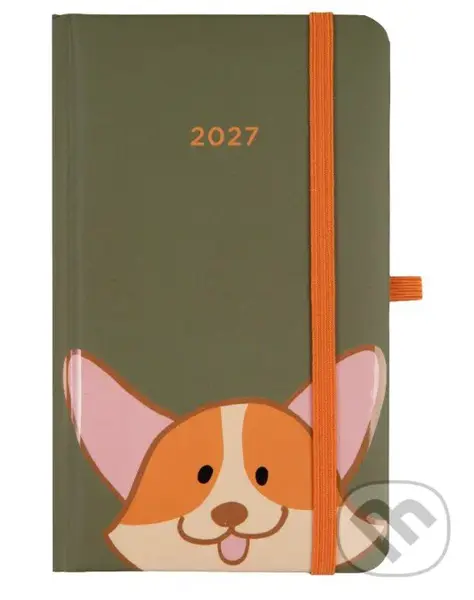 Vreckový diár s gumičkou na rok 2027 - Corgi