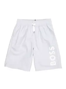 BOSS Plavecké šortky  svetlosivá / biela