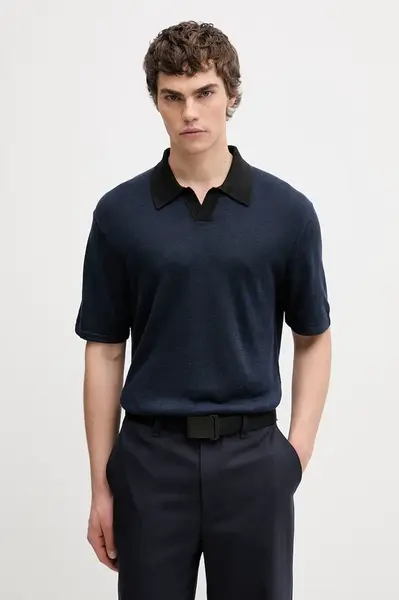 Calvin Klein úpletové polo tričko pánske s prímesou ľanu