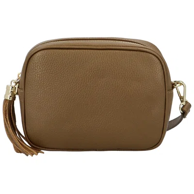 Dámská kožená crossbody kabelka pískově hnědá - ItalY Kriane G