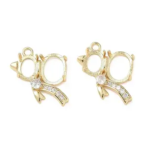 Brass Micro Pave Clear Cubic Zirconia Pendant Cabochon Settings
