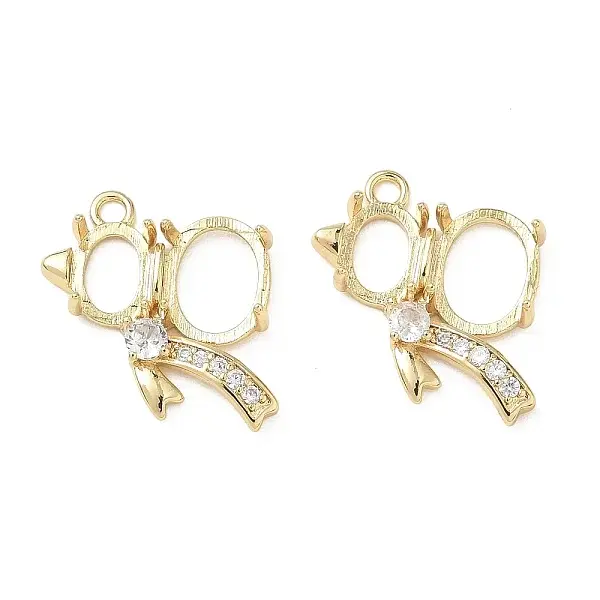 Brass Micro Pave Clear Cubic Zirconia Pendant Cabochon Settings