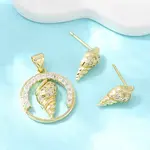 Brass Micro Pave Cubic Zirconia Pendant & Stud Earrings Sets for Women
