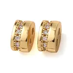 Brass Micro Pave Clear Cubic  Zirconia Slide Charms
