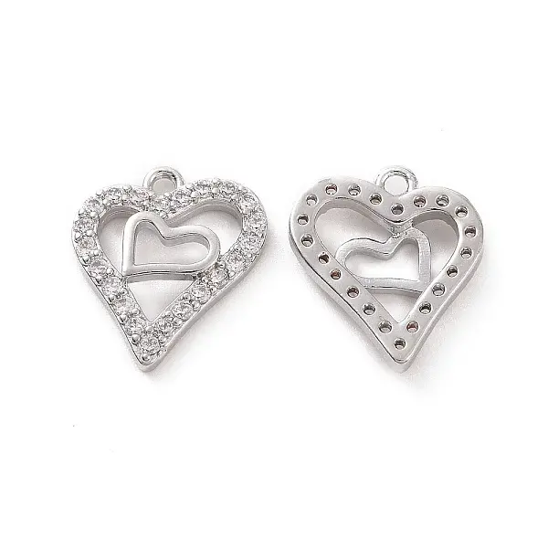 Brass Micro Pave Clear Cubic Zirconia Charms