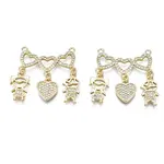 Valentine's Day Theme Brass Micro Pave Clear Cubic Zirconia Pendants