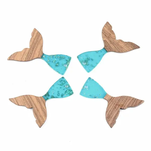 Transparent Resin & Walnut Wood Pendants