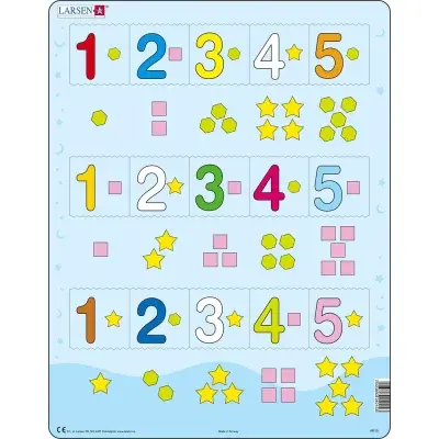 Puzzle Čísla 1-5 s grafickými znaky 15 dílků