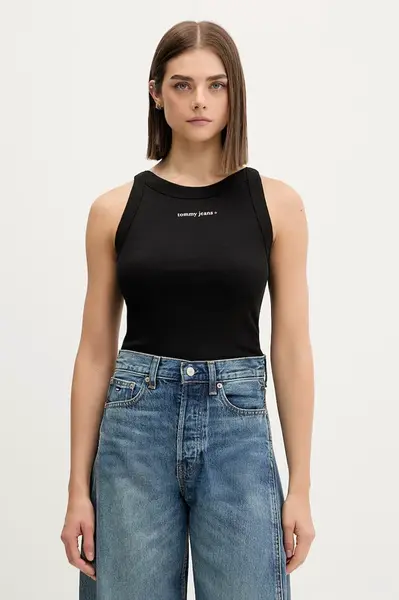 Tommy Jeans crop top dámsky bavlnený s elastanom