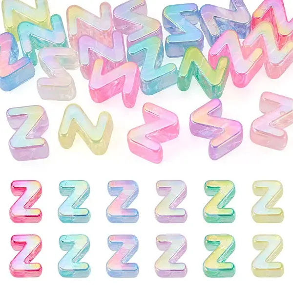 20Pcs UV Plating Transparent Acrylic European Beads