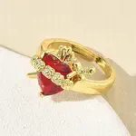 Brass & Glass Cuff Open Rings for Women