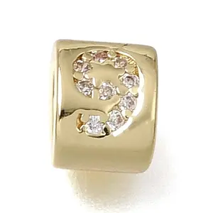 Brass Micro Pave Clear Cubic Zirconia Beads