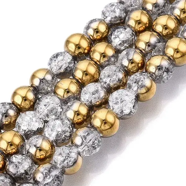 Electroplated Crackle Glass Beads Strands