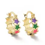 Colorful Enamel Star Wrap Hoop Earrings