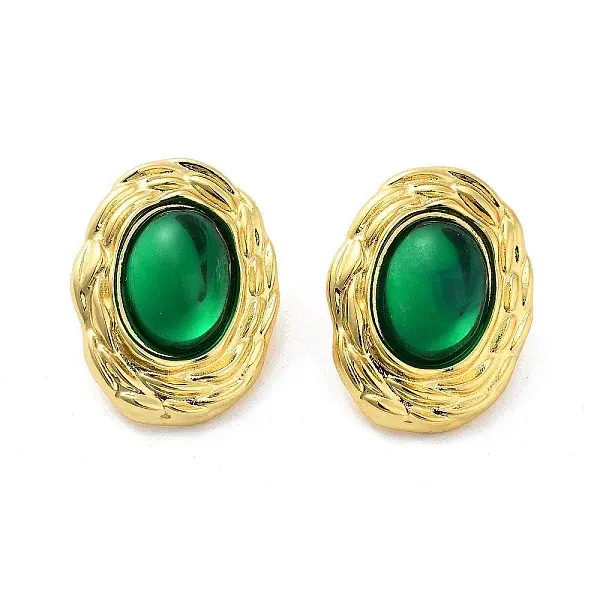 Rack Plating Oval Brass Stud Earrings