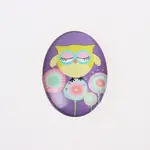 Cartoon Owl Printed Glass Oval Cabochons