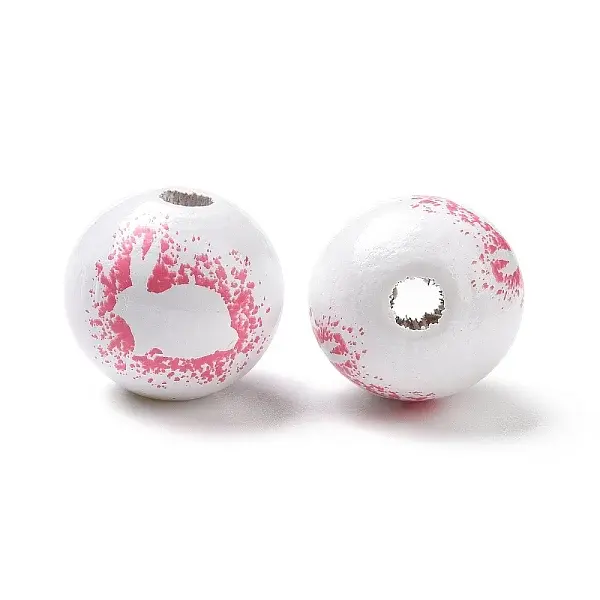 Easter Theme Printed Wood European Beads