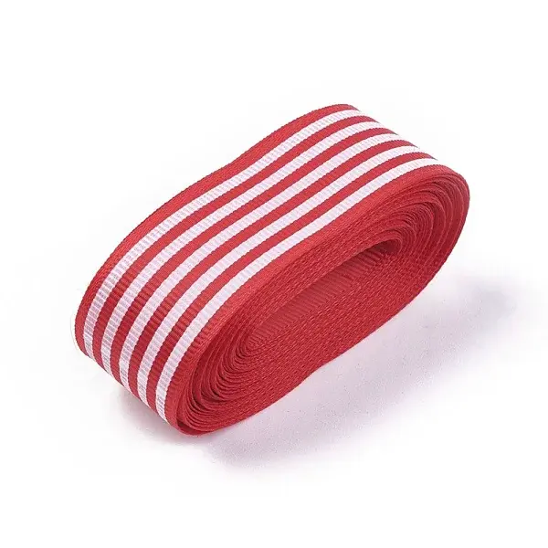 Stripe Pattern Printed Cotton Grosgrain Ribbon